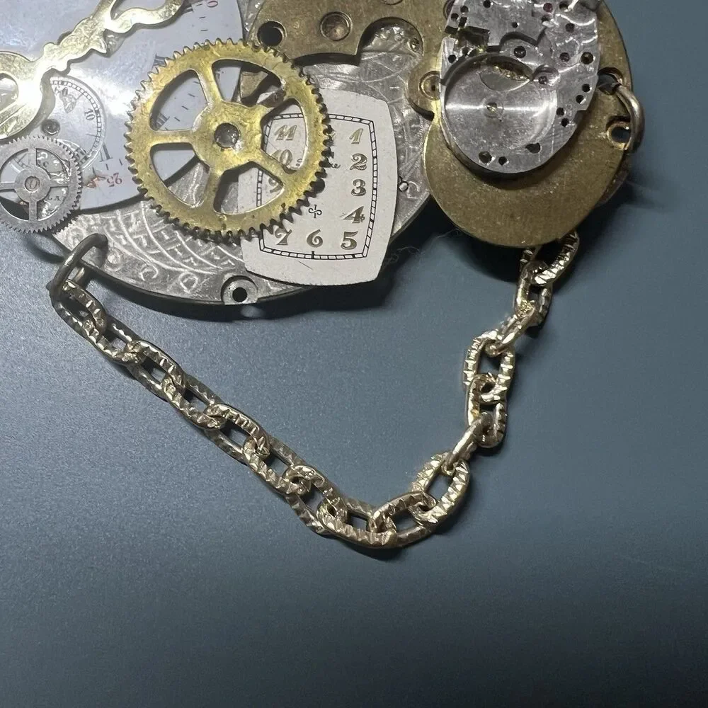 Vintage Steampunk Watch Movement Brooch Pin Handcrafted Altered Art Signed Shirl